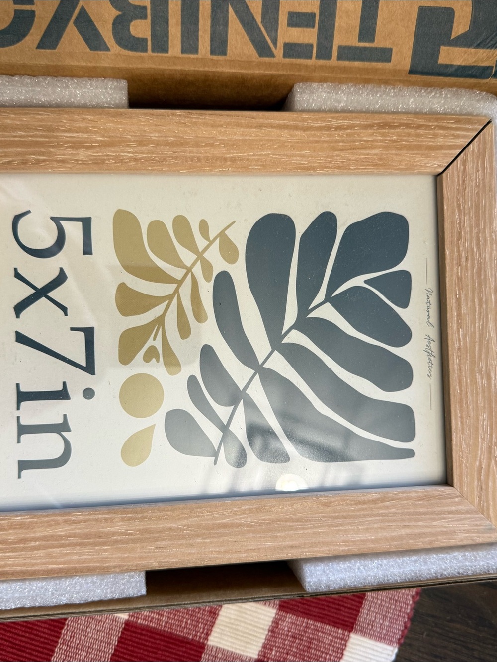 Wood Tone 5x7 Botanical Frame - Gray & Gold Print